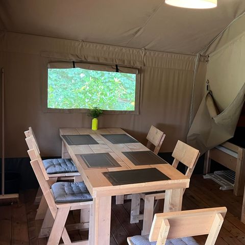 TENTE TOILE ET BOIS 5 personnes - y compris les toilettes