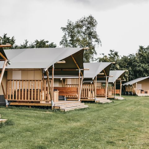 TENTE TOILE ET BOIS 6 personnes - Toilettes incluses