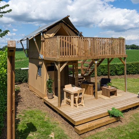 Tente en toile et en bois 2 personnes - y compris les installations sanitaires