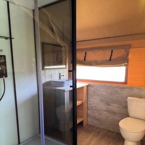 TENTE TOILE ET BOIS 4 personnes - Tente de glamping avec sanitaires