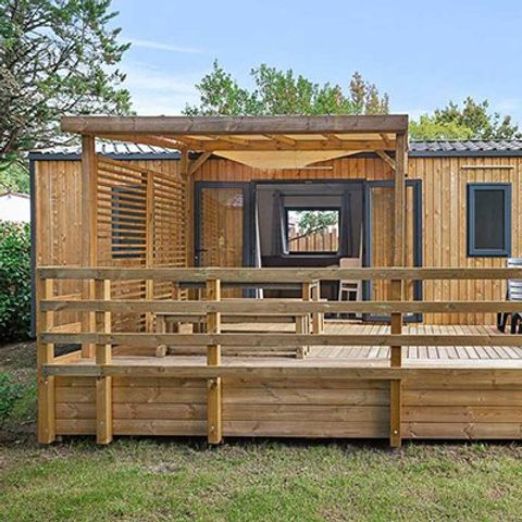 Mobilhome 6 personnes - Mobil-home | Premium | 3 Ch. | 6 Pers. | Terrasse surélevée | 2 SDB | Clim.