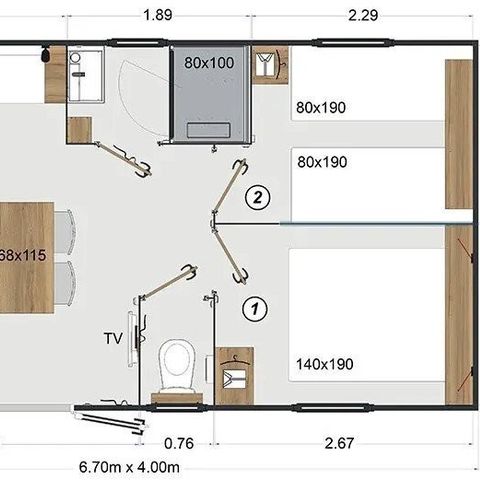 CHALET 4 personnes - Chalet 2 chambres - Lescar Chalet D015