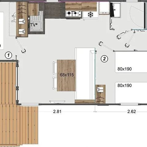 BUNGALOW 4 personnes - Mobil-home 2 chambres - Lescar MH B030