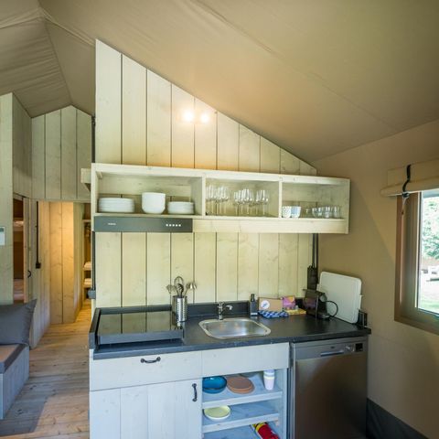 Tente en toile et en bois 5 personnes - Tente Glamping familiale