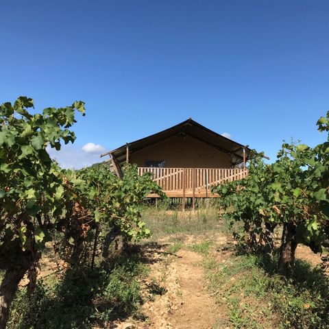 TENTE TOILE ET BOIS 6 personnes - y compris les installations sanitaires