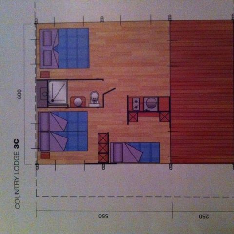 Tente en toile et en bois 6 personnes - Installations sanitaires incluses