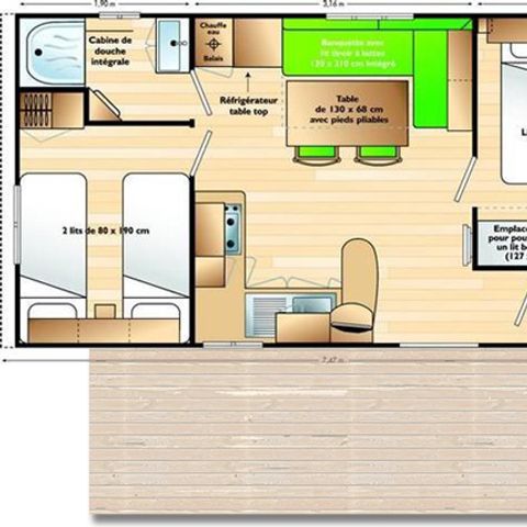 BUNGALOW 5 personnes - Mobil home "Super Mercure Famille" - 29m² - 2 chambres -