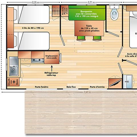 BUNGALOW 5 personnes - Mobil home "Super Mercure Riviera" - 29m² - 2 chambres -