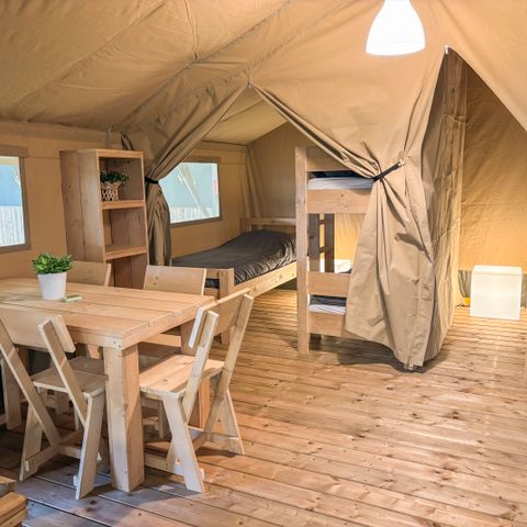 TENTE TOILE ET BOIS 5 personnes - y compris les toilettes