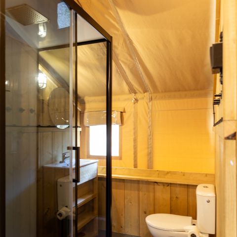 Tente en toile et en bois 4 personnes - y compris les installations sanitaires