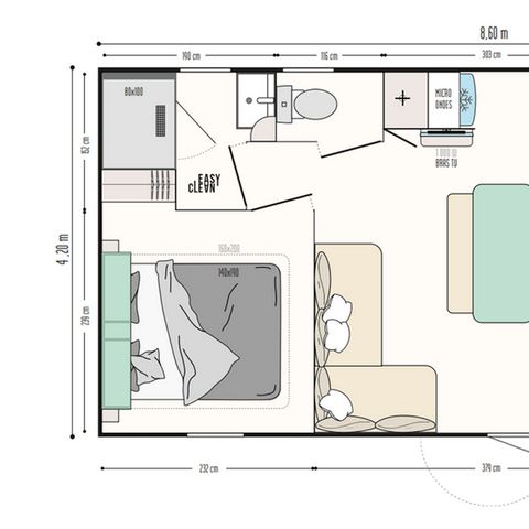 BUNGALOW 6 personnes - Mobil home Confort - 3 chambres - terrasse semi-couverte
