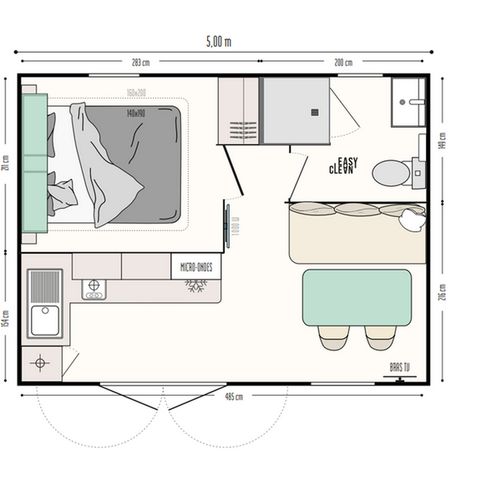 BUNGALOW 2 personnes - Mobil home Premium - 1 chambre - terrasse semi-couverte vue mer