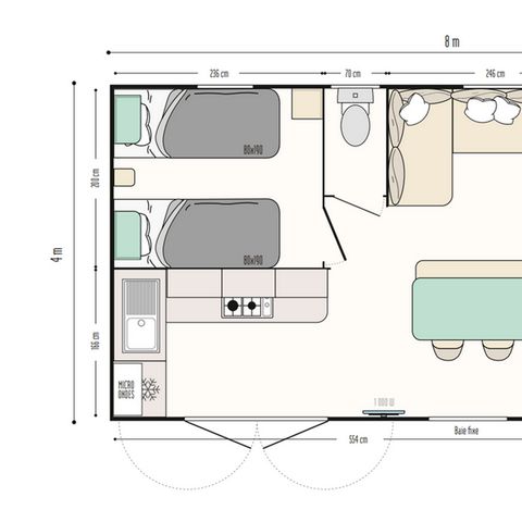 BUNGALOW 4 personnes - Mobil home Premium - 2 chambres - terrasse semi-couverte vue mer