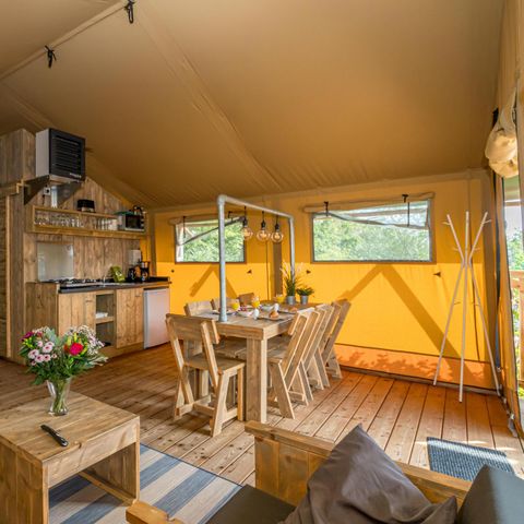 Tente en toile et en bois 7 personnes - Lodge de glamping