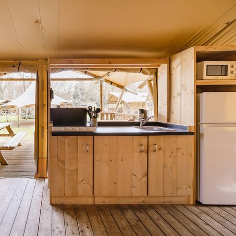 Tente en toile et en bois 6 personnes - La tente « De Heide » - Poêle