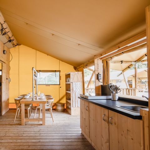 Tente en toile et en bois 6 personnes - La tente « De Heide » - Poêle