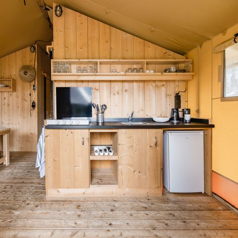 Tente en toile et en bois 5 personnes - La tente « De Bos » - Poêle