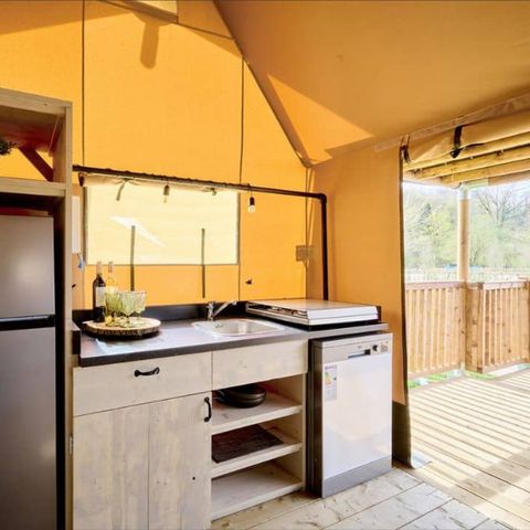 Tente en toile et en bois 9 personnes - Tente Safari 9 personnes - 4 chambres
