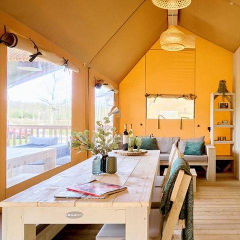 Tente en toile et en bois 9 personnes - Tente Safari 9 personnes - 4 chambres