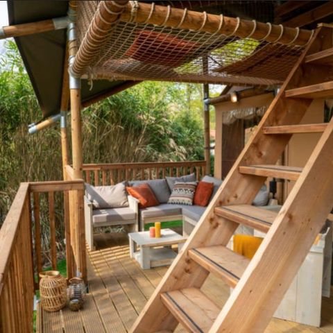 Tente en toile et en bois 9 personnes - Tente Safari 9 personnes - 4 chambres