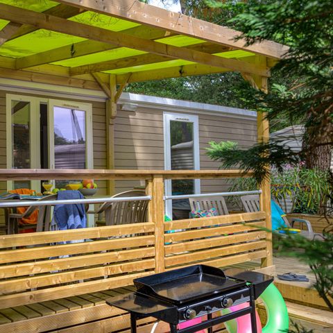 BUNGALOW 5 personnes - Premium PLUS 2ch-CLIM- 2 SDB-TV-LV-plancha-terrasse couverte-33m² | PREMIUM