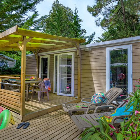 BUNGALOW 5 personnes - Premium PLUS 2ch-CLIM- 2 SDB-TV-LV-plancha-terrasse couverte-33m² | PREMIUM
