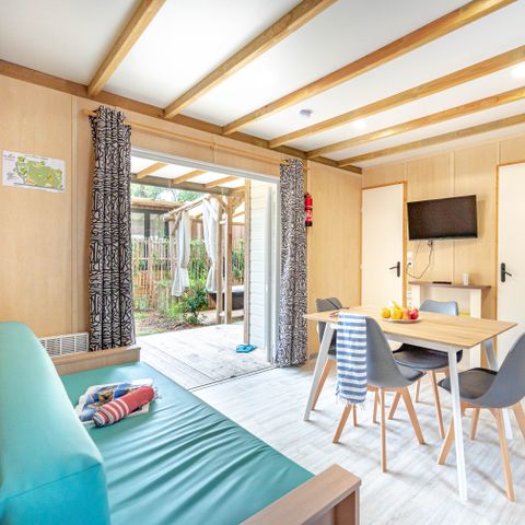 Chalet 7 personnes - Cottage Garden - 3 chambres - PREMIUM - 32m²-Baignoire-Clim-TV-lave-vaisselle -plancha-terrasse couverte