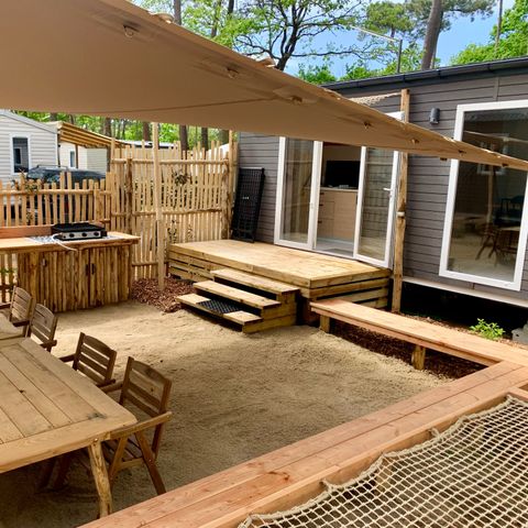 BUNGALOW 10 personnes - Tribu 5ch -CLIM-2 sdb-TV-LV-Plancha-terrasse couverte-56m² | PREMIUM