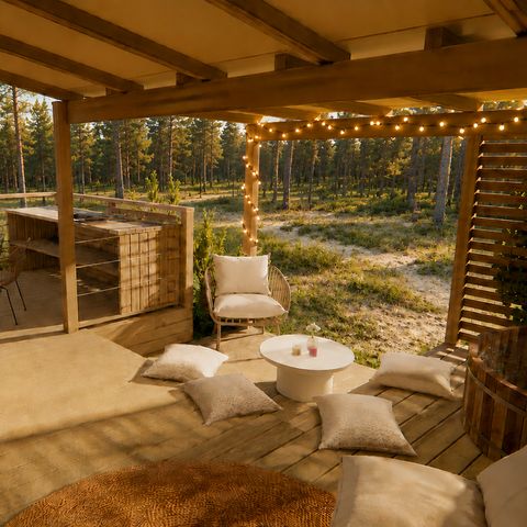 Mobilhome 4 personnes - Cocoon - 2 chambres - 2 salles de bain - PREMIUM+ -33m²- SPA-Clim-TV-lave-vaisselle-plancha-terrasse couv.-pack travel