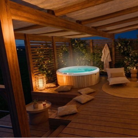 Mobilhome 6 personnes - Cocoon - 3 chambres - 2 salles de bain - PREMIUM+ -40m² -SPA-Clim-TV-lave-vaisselle-plancha-terrasse couv.-pack travel