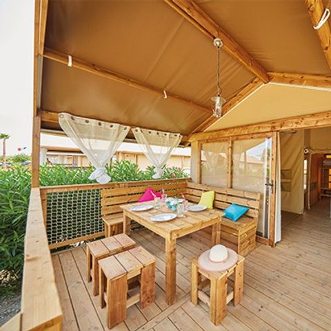 TENTE TOILE ET BOIS 5 personnes - Tente Lodge | 2 Ch. | 4/5 Pers. | Sans sanitaires