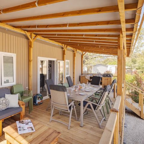 BUNGALOW 8 personnes - Ultimate Plus | 3 Ch. | 6/8 Pers. | Terrasse Lounge | Outdoor kitchen | 2 SDB | Clim. | TV