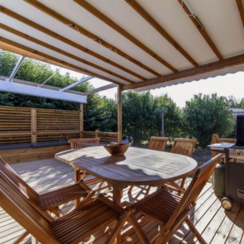 BUNGALOW 7 personnes - PREMIUM - 3 chambres avec climatisation +TV+ Plancha à gaz + 2 SDB 