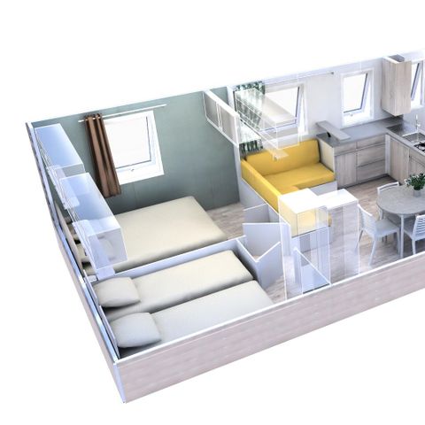 Mobilhome 10 personnes - Mobil Home Family 5 Pièces 8 adultes + 2 enfants de 12 ans maximum Climatisé + TV