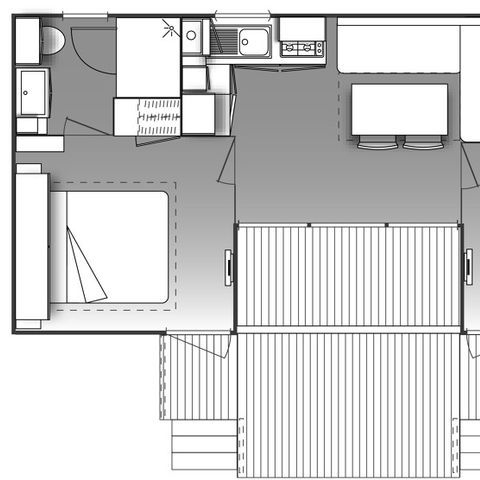 BUNGALOW 4 personnes - Premium Dune 4 personnes - 2 chambres, climatisé, télévision