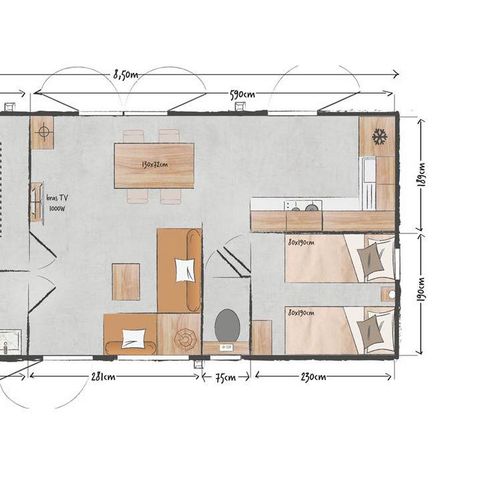 BUNGALOW 4 personnes - Premium Roseau - 2chambres, climatisé, télévision, lave-vaisselle, sèche-serviette et coffre fort