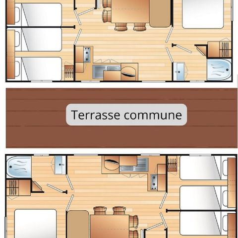 BUNGALOW 12 personnes - Confort GRAND Mistral  12 personnes - 6chambres, climatisé, télévision