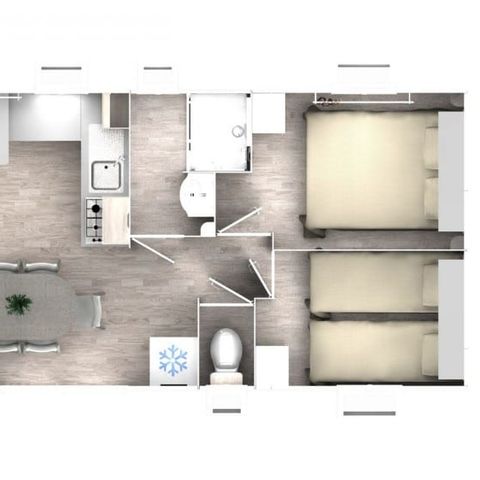 BUNGALOW 8 personnes - Mobil home Eva 40 - 4 chambres 1 sdb - 40m² + terrasse semi couverte