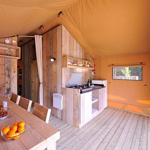 TENTE TOILE ET BOIS 6 personnes - Safari Lodge | 2 Ch. | 6 Pers. | 1 SDB
