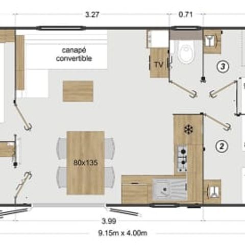 BUNGALOW 6 personnes - Elite 3 bedrooms + deck + A/C