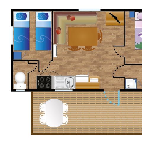 BUNGALOW 4 personnes - Mobile-home IBARDIN *** 4 personnes