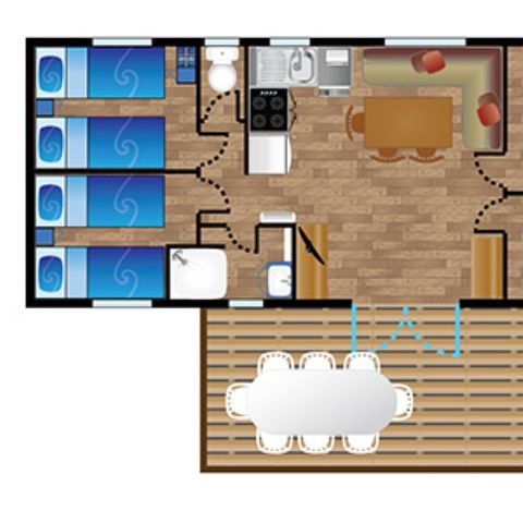 BUNGALOW 8 personnes - Mobile-Home LARRUN**** 8 personnes