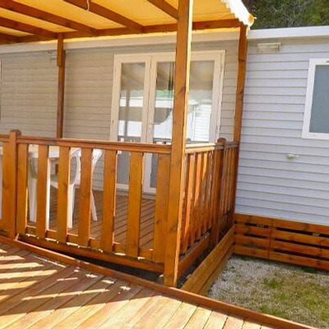 BUNGALOW 4 personnes - Mobil-home PMR | Comfort | 2 Ch. | 4 Pers. | Terrasse surélevée | Clim.