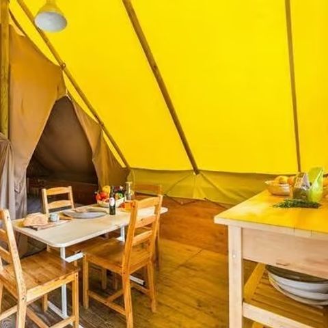 TENTE TOILE ET BOIS 4 personnes - Eco Lodge | 2 Ch. | 3/4 Pers. | Terrasse surélevée | Sans SDB