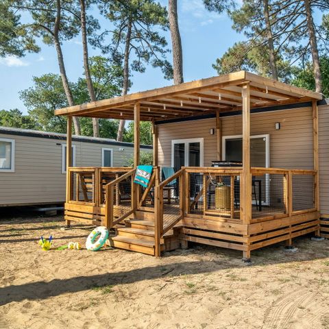 BUNGALOW 6 personnes - Mobil-home | Comfort | 3 Ch. | 6 Pers. | Terrasse couverte | 1 SDB | Clim.