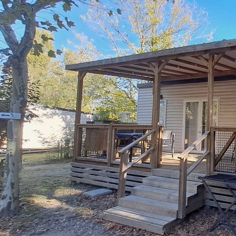 Mobilhome 6 personnes - Premium Exclusive | 3 Ch. | 6 Pers. | Terrasse Lounge | Cuisine extérieure | 1 SDB | Clim. | TV
