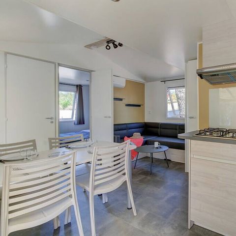 Mobilhome 6 personnes - Premium Exclusive | 3 Ch. | 6 Pers. | Terrasse Lounge | Cuisine extérieure | 1 SDB | Clim. | TV