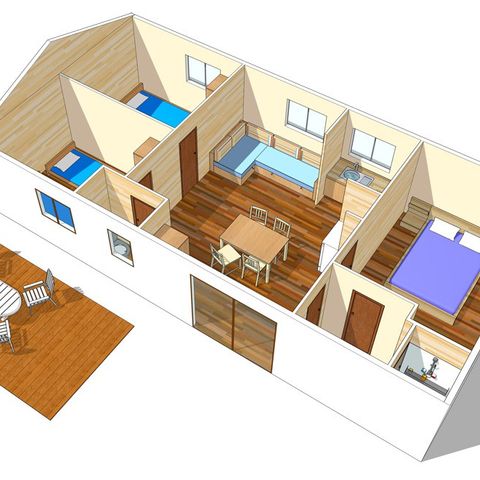 BUNGALOW 6 personnes - Classic | 3 Ch. | 6 Pers. | Terrasse simple