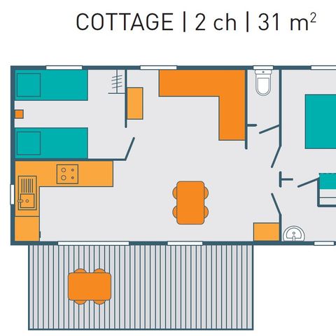 BUNGALOW 6 personnes - COTTAGE PREMIUM - Les Genêts | 4-6 pers.