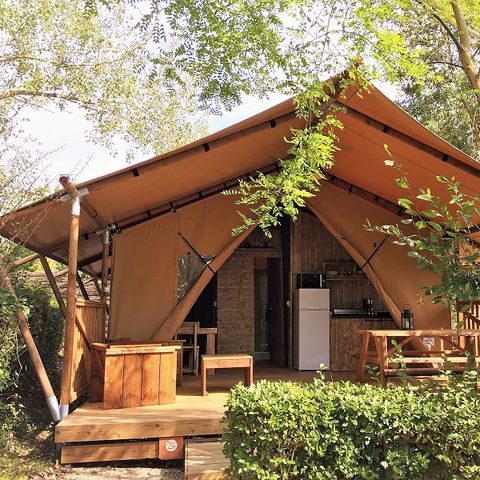 TENTE TOILE ET BOIS 4 personnes - LODGE SAFARI WOODY